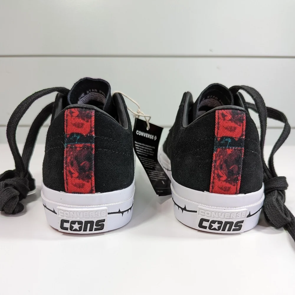 Converse Cons One Star Pro Roses Black Red Suede Casual Skateboard Size Men's 6